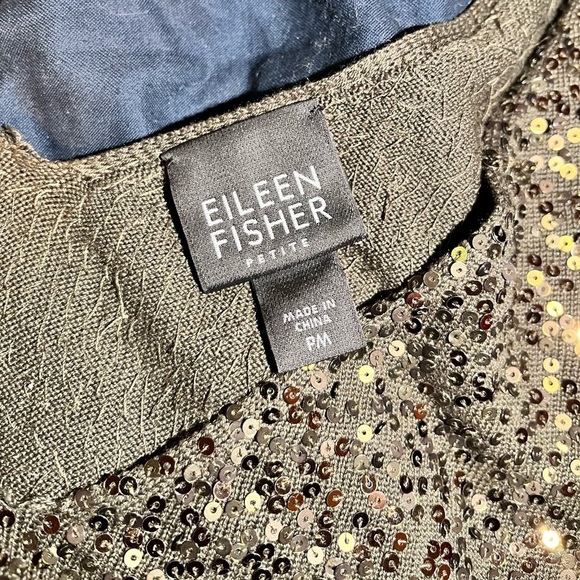 Eileen Fisher Silk Sequin Tank Top in Chocolate Brown Luxury Designer NWOT - Picture 7 of 9
